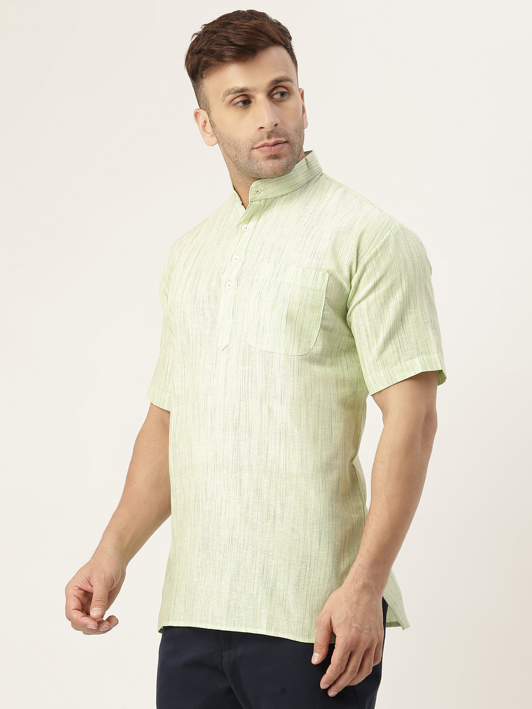 RIAG Men's Green Cotton Long Ethnic Kurta | Grocsy