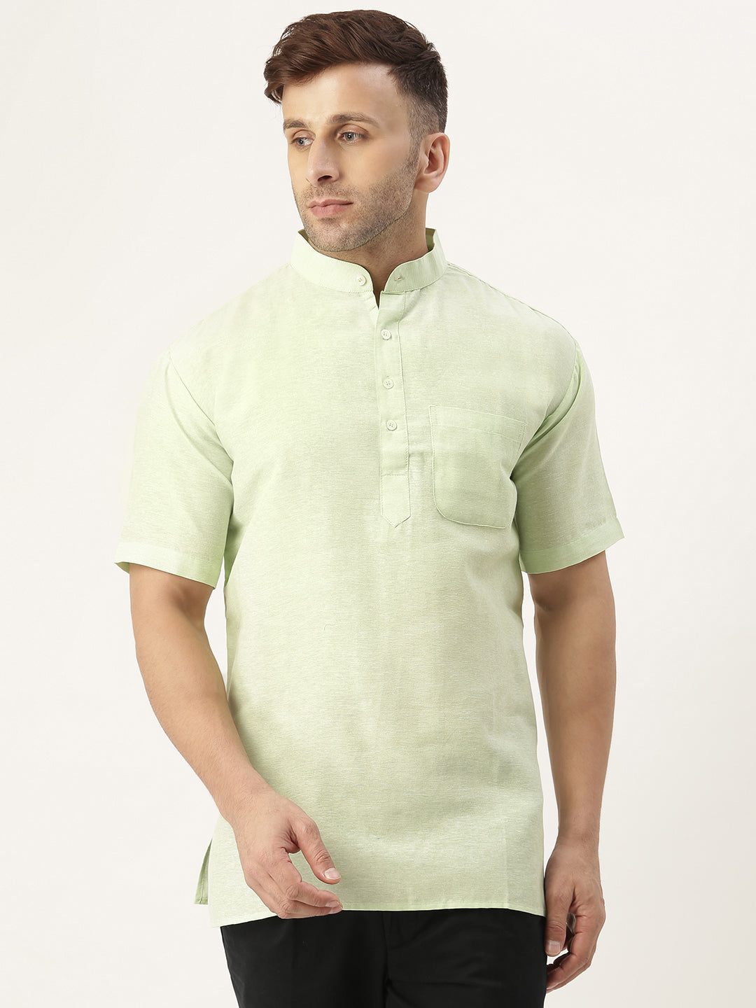 RIAG Men's Green Cotton Short Ethnic Kurta | Grocsy