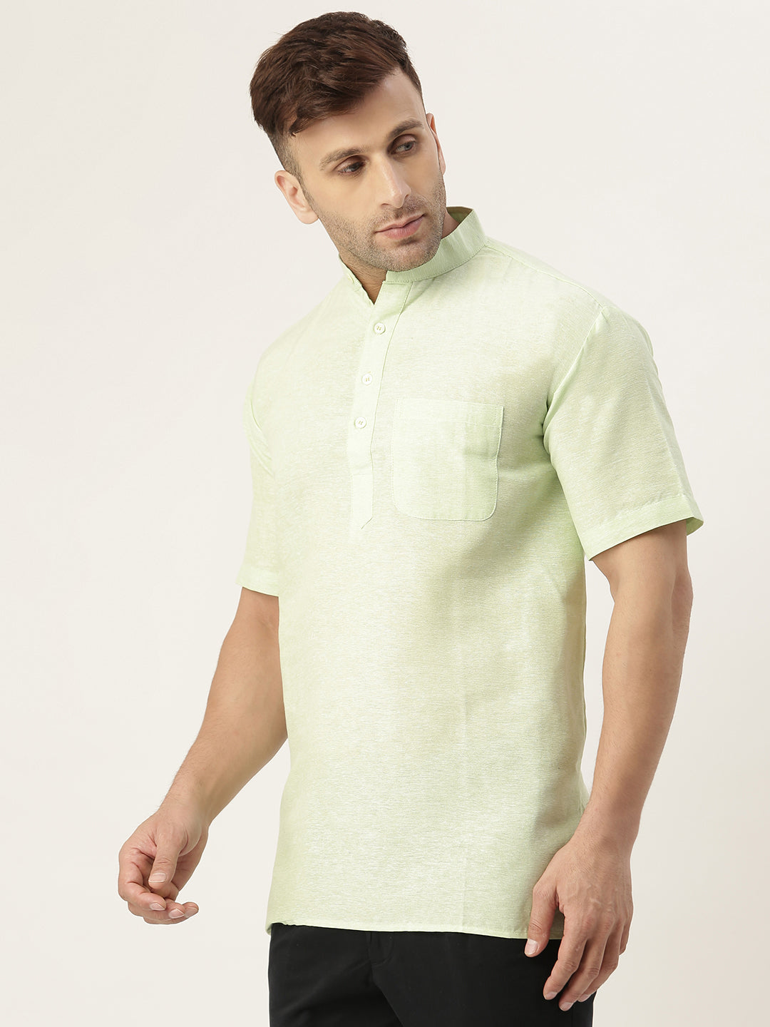 RIAG Men's Green Cotton Short Ethnic Kurta | Grocsy