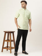 RIAG Men's Green Cotton Short Ethnic Kurta | Grocsy