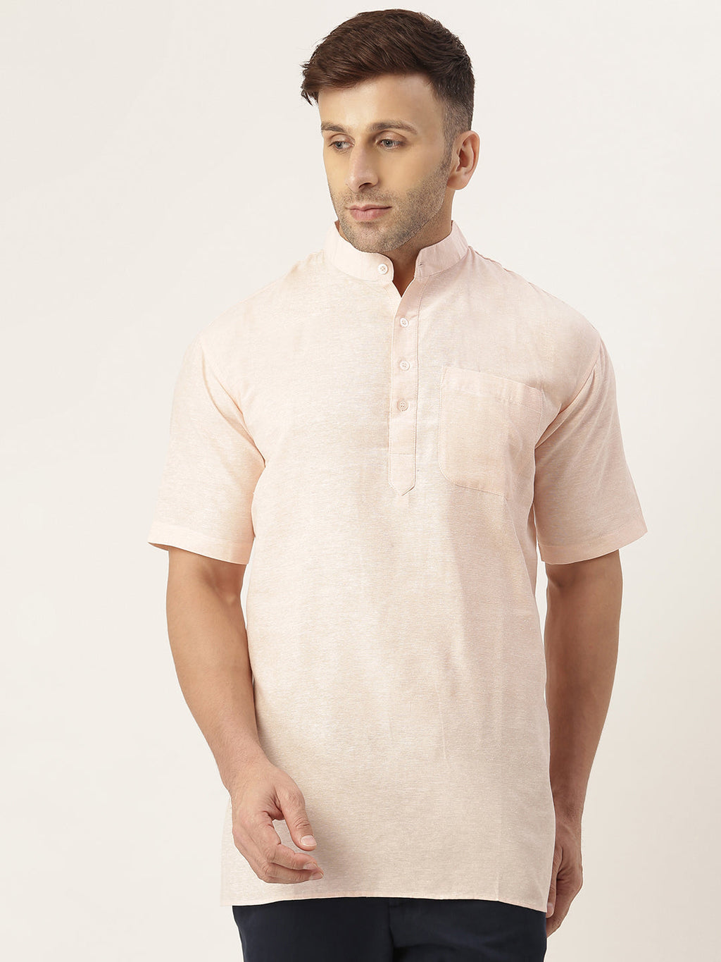 RIAG Men's Beige Cotton Short Ethnic Kurta | Grocsy