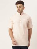 RIAG Men's Beige Cotton Short Ethnic Kurta | Grocsy