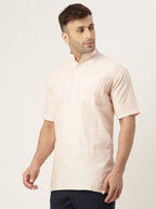 RIAG Men's Beige Cotton Short Ethnic Kurta | Grocsy