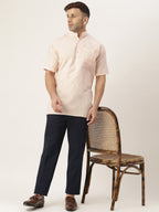 RIAG Men's Beige Cotton Short Ethnic Kurta | Grocsy