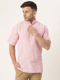 RIAG Men's Pink Cotton Long Ethnic Kurta | Grocsy