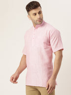RIAG Men's Pink Cotton Long Ethnic Kurta | Grocsy