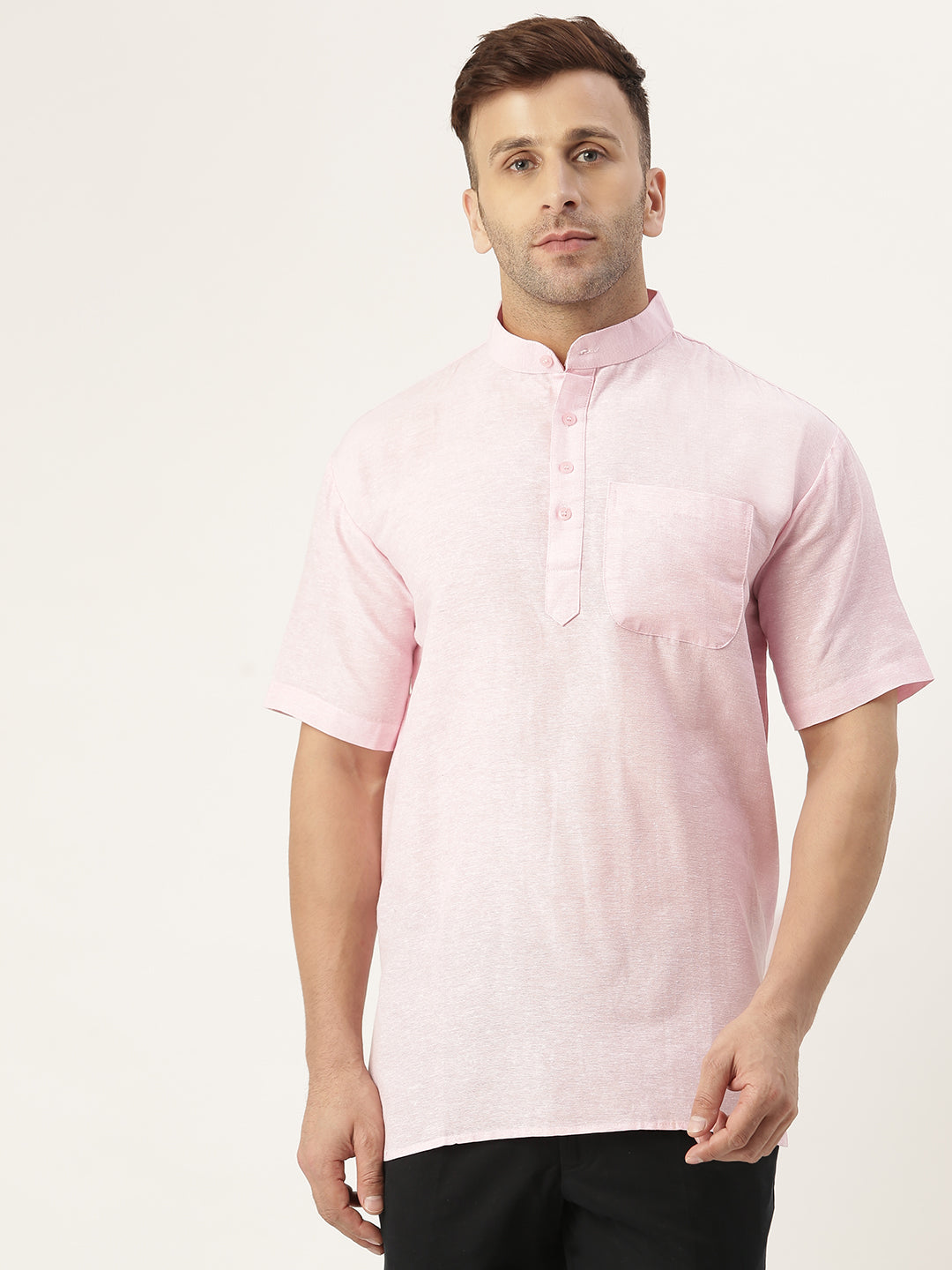 RIAG Men's Pink Cotton Short Ethnic Kurta | Grocsy