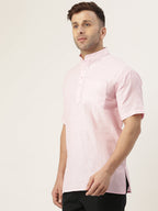 RIAG Men's Pink Cotton Short Ethnic Kurta | Grocsy