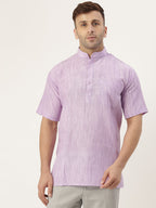RIAG Men's Purple Cotton Long Ethnic Kurta | Grocsy