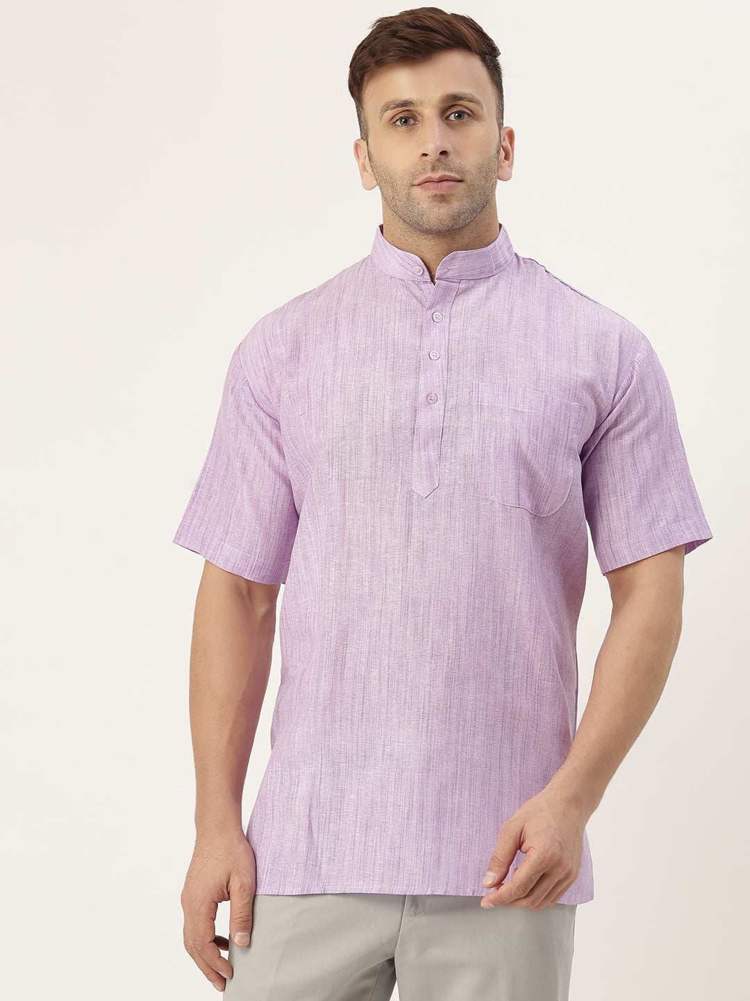 RIAG Men's Purple Cotton Long Ethnic Kurta | Grocsy