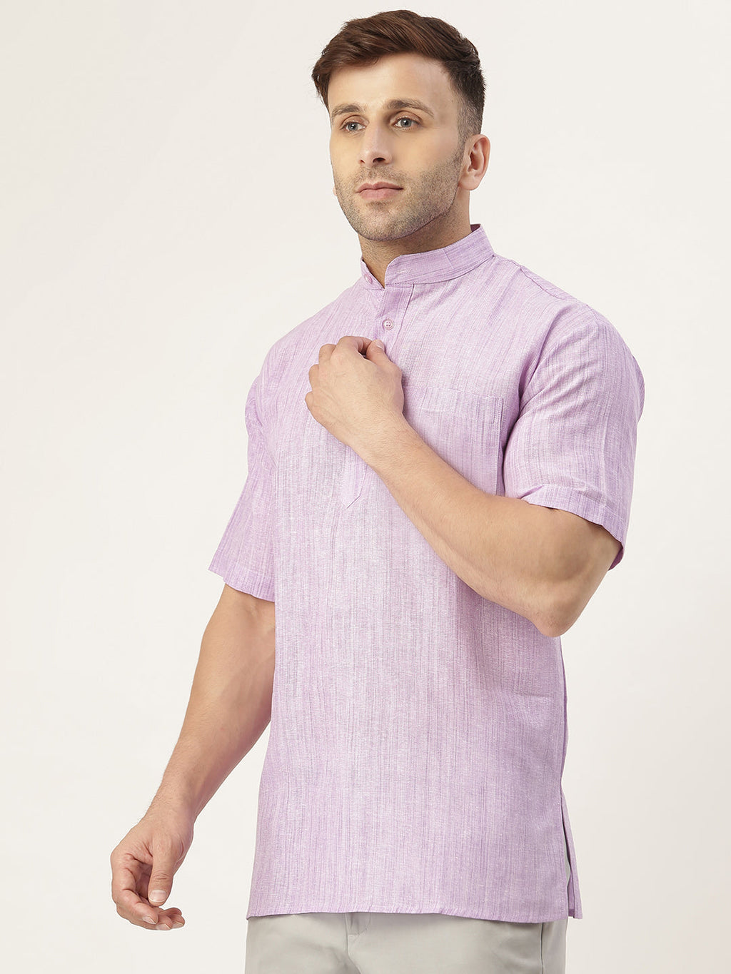RIAG Men's Purple Cotton Long Ethnic Kurta | Grocsy