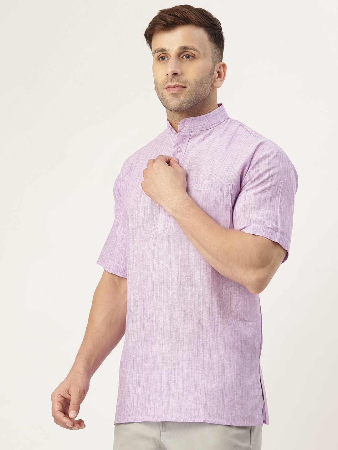 RIAG Men's Purple Cotton Long Ethnic Kurta | Grocsy