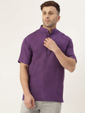 RIAG Men's Purple Cotton Short Ethnic Kurta | Grocsy