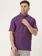 RIAG Men's Purple Cotton Short Ethnic Kurta | Grocsy