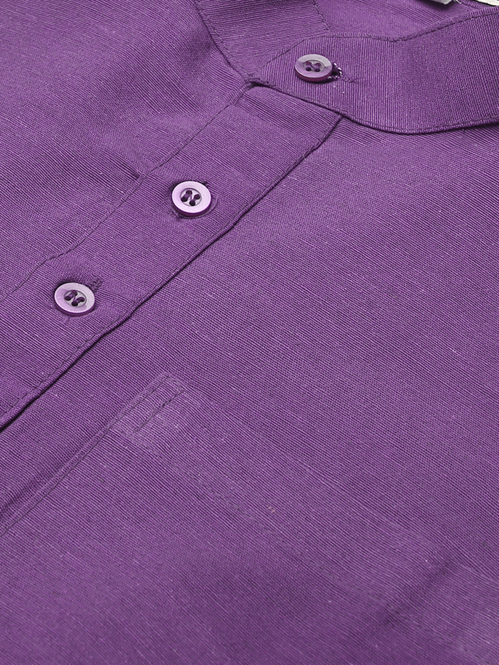RIAG Men's Purple Cotton Short Ethnic Kurta | Grocsy