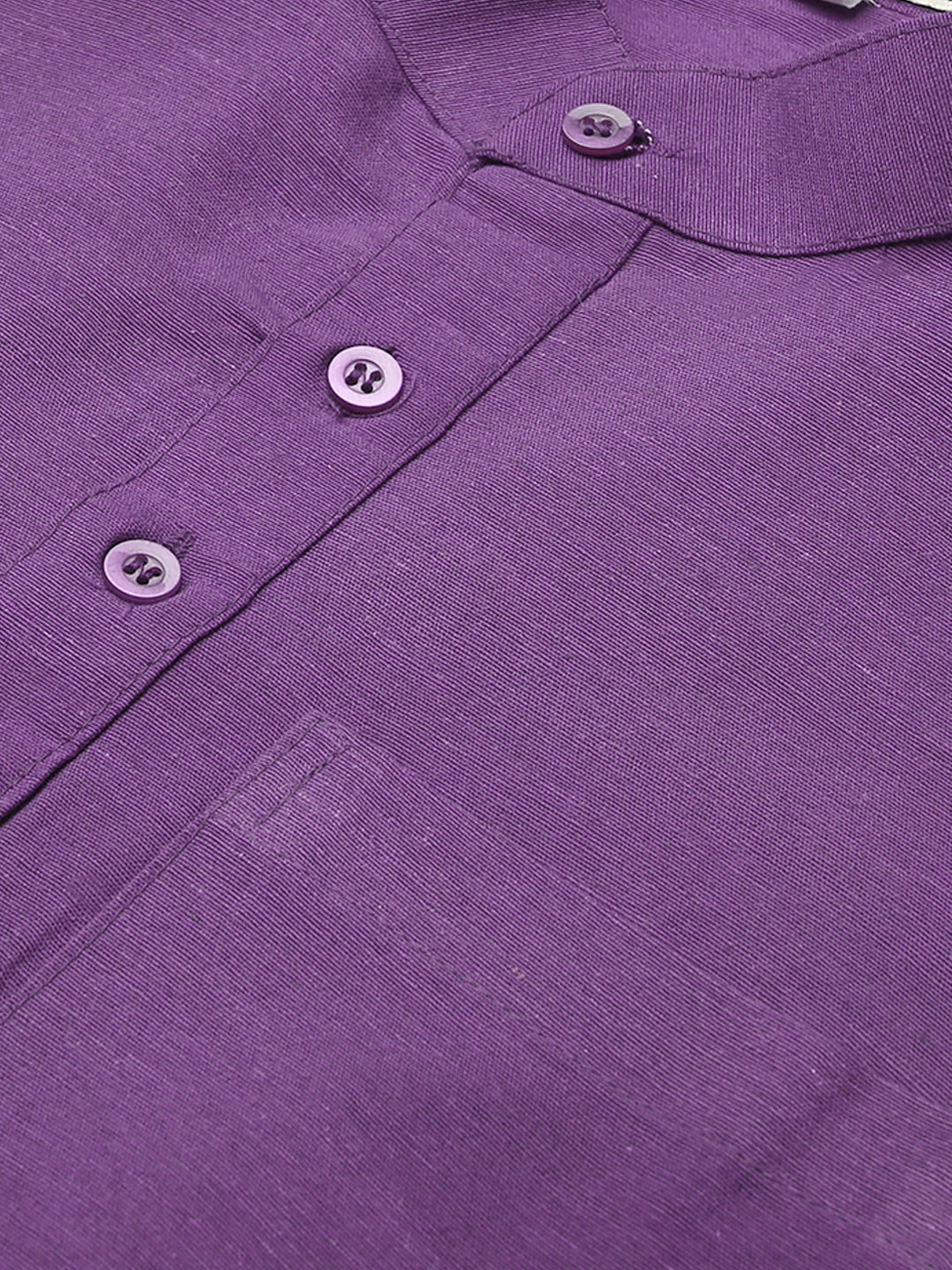 RIAG Men's Purple Cotton Short Ethnic Kurta | Grocsy