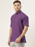 RIAG Men's Purple Cotton Short Ethnic Kurta | Grocsy