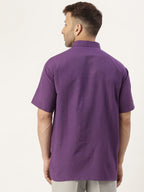 RIAG Men's Purple Cotton Short Ethnic Kurta | Grocsy