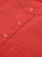 RIAG Men's Red Cotton Short Ethnic Kurta | Grocsy
