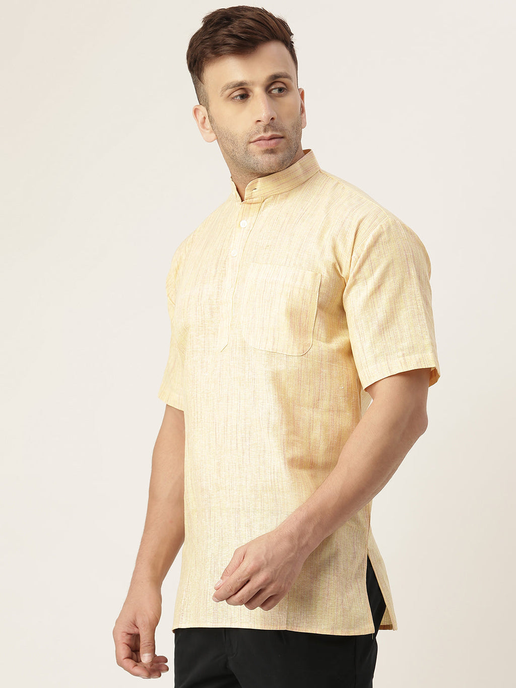 RIAG Men's Beige Cotton Long Ethnic Kurta | Grocsy