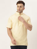 RIAG Men's Beige Cotton Short Ethnic Kurta | Grocsy