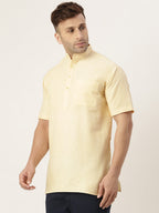 RIAG Men's Beige Cotton Short Ethnic Kurta | Grocsy