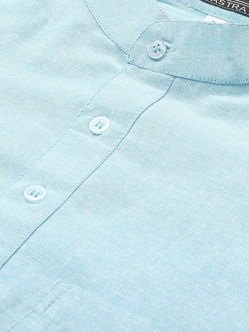 RIAG Men's Light blue Cotton Short Ethnic Kurta | Grocsy