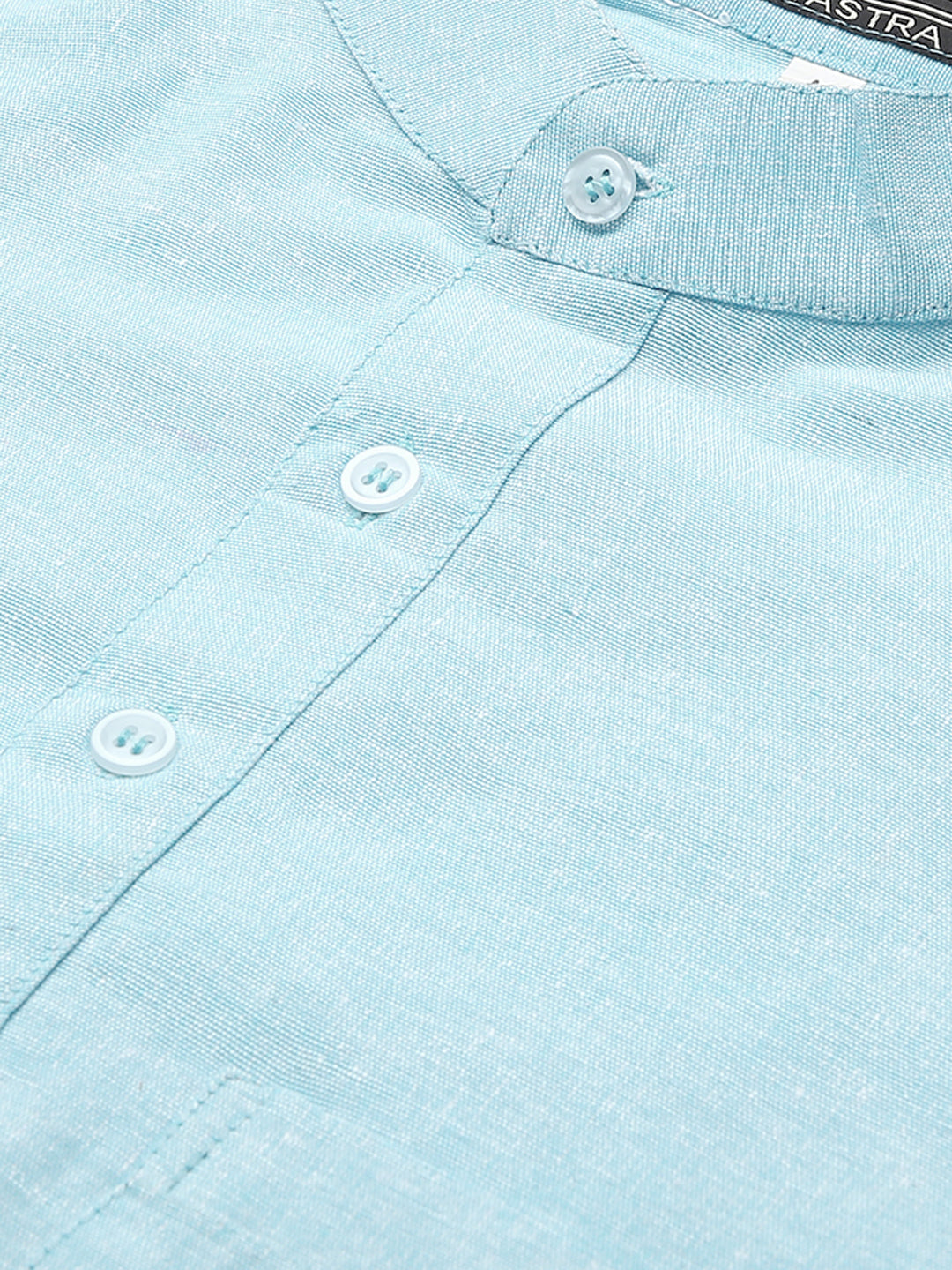 RIAG Men's Light blue Cotton Short Ethnic Kurta | Grocsy