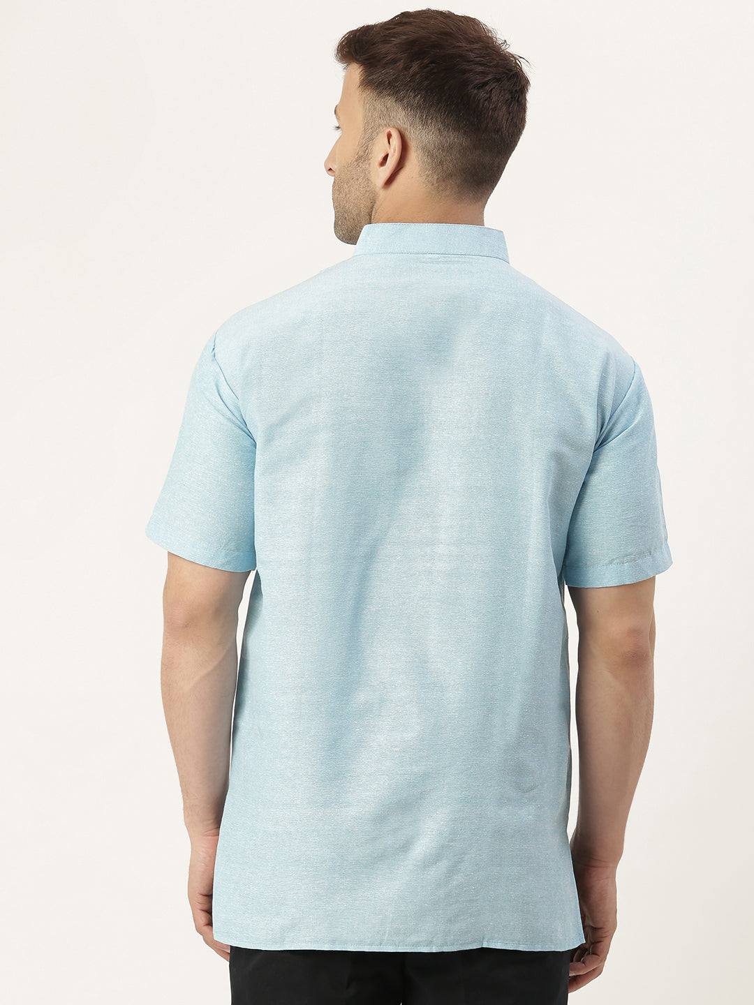 RIAG Men's Light blue Cotton Short Ethnic Kurta | Grocsy
