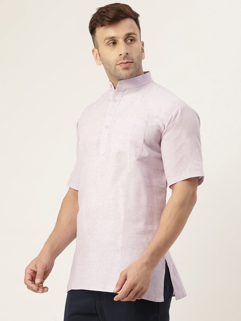 RIAG Men's Purple Cotton Short Ethnic Kurta | Grocsy