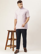 RIAG Men's Purple Cotton Short Ethnic Kurta | Grocsy
