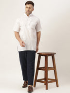 RIAG Men's White Cotton Short Ethnic Kurta | Grocsy