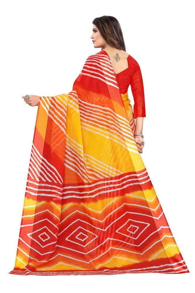 Vamika Red Linen Satin Border Saree | Grocsy
