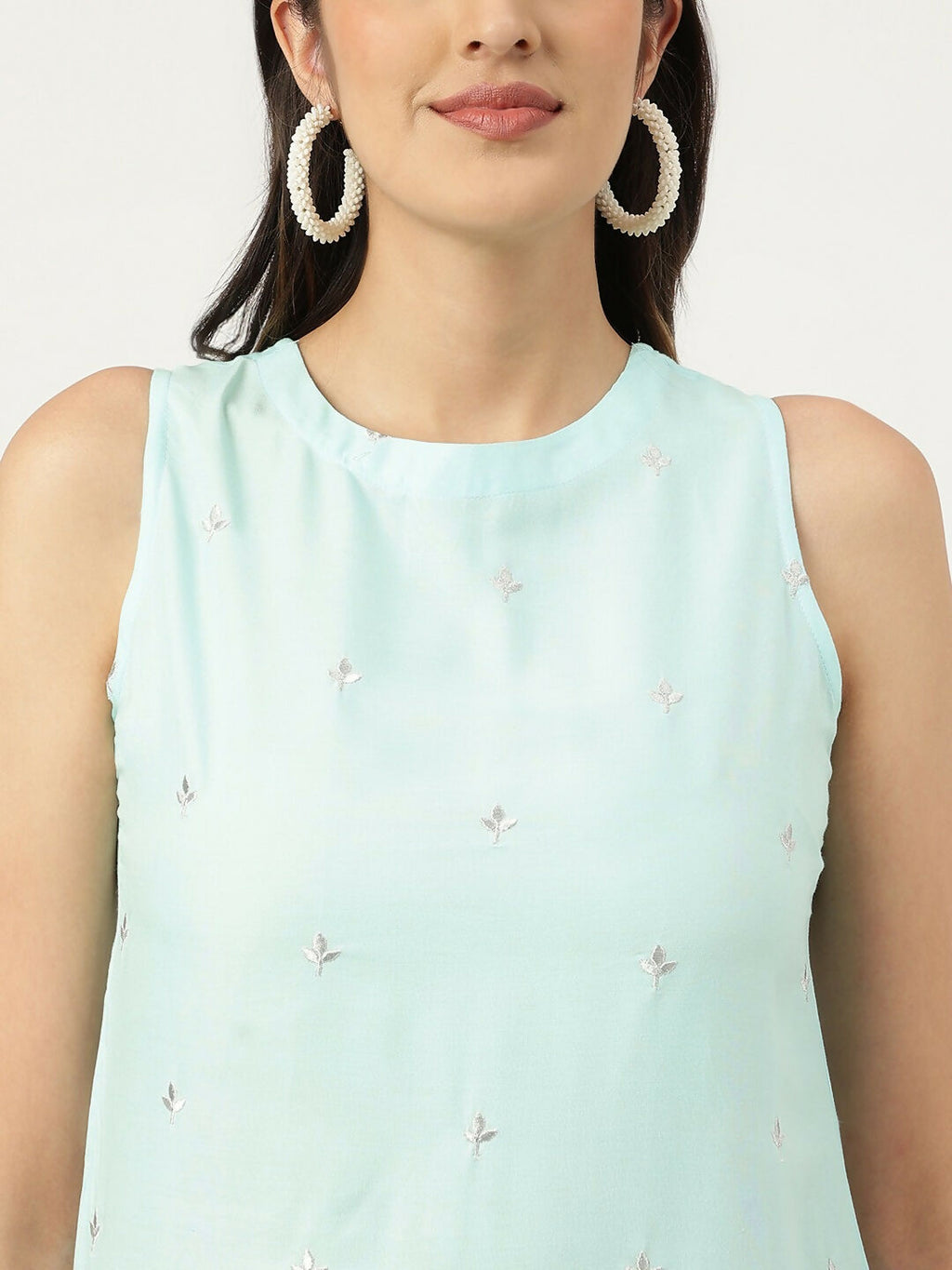 Joban Fashion Blue Rayon and Embroidered Work Straight Kurta Bottom Set | Grocsy