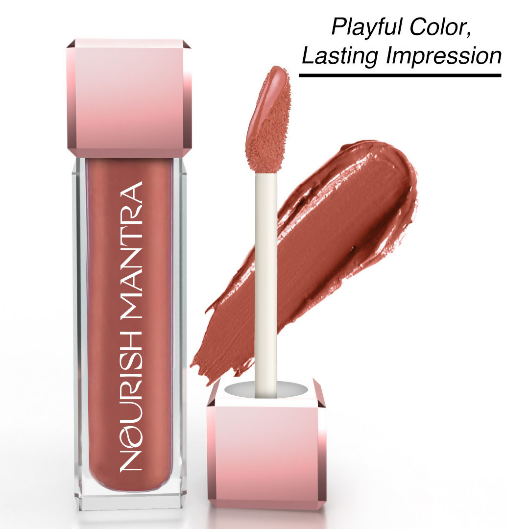 Nourish Mantra Liquid lipstick Creamy Matte with SPF / Water Proof, Smudge Proof Shade-Natkhat Berry | Grocsy