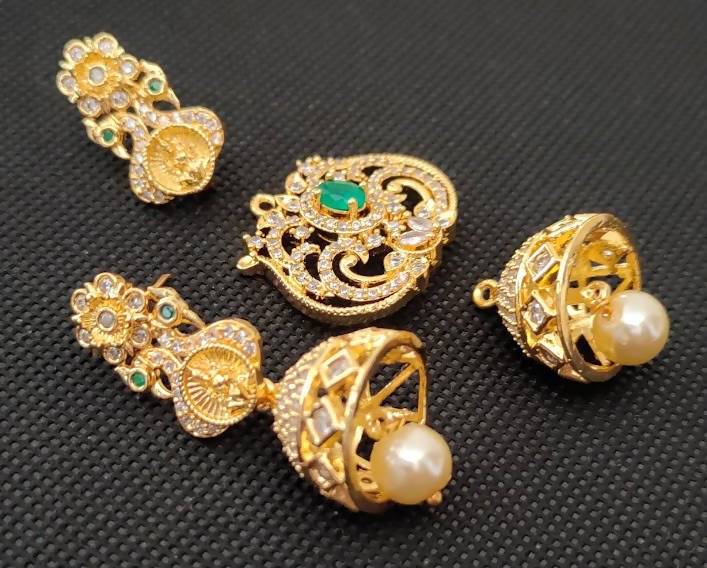 AD Emeralds designer 4 in 1 Traditional Earrings | Grocsy