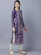 Myshka Women Purple Ethnic Motifs Printed Kurta | Grocsy