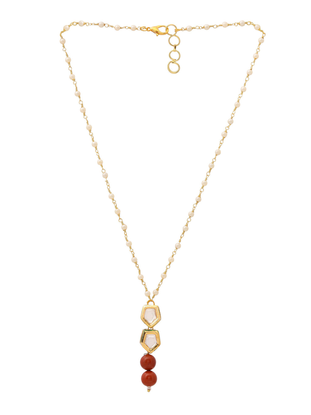Ruby Raang Red Jasper Kundan Necklace | Grocsy