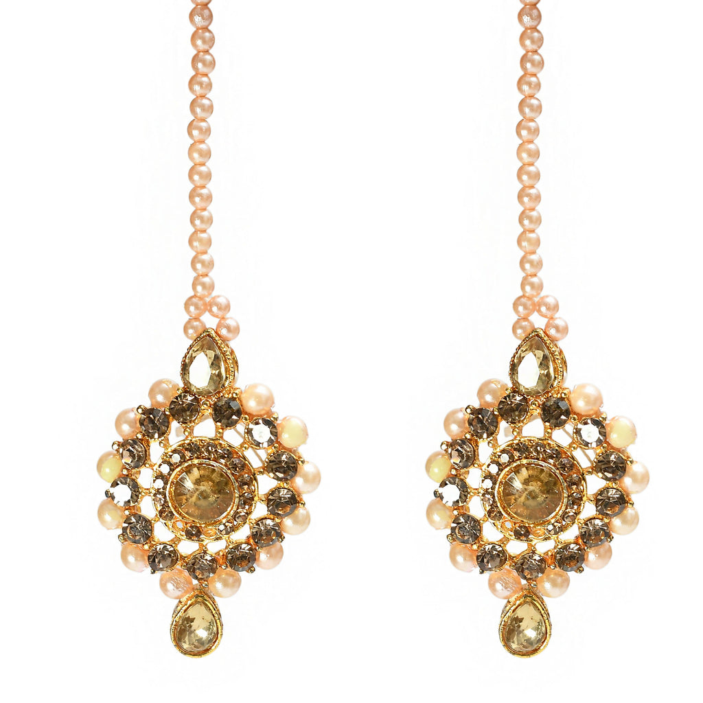 Mominos Fashion Johar Kamal Gold-Polished Brass Finish Kundan/Stone Choker For Women (Golden) | Grocsy