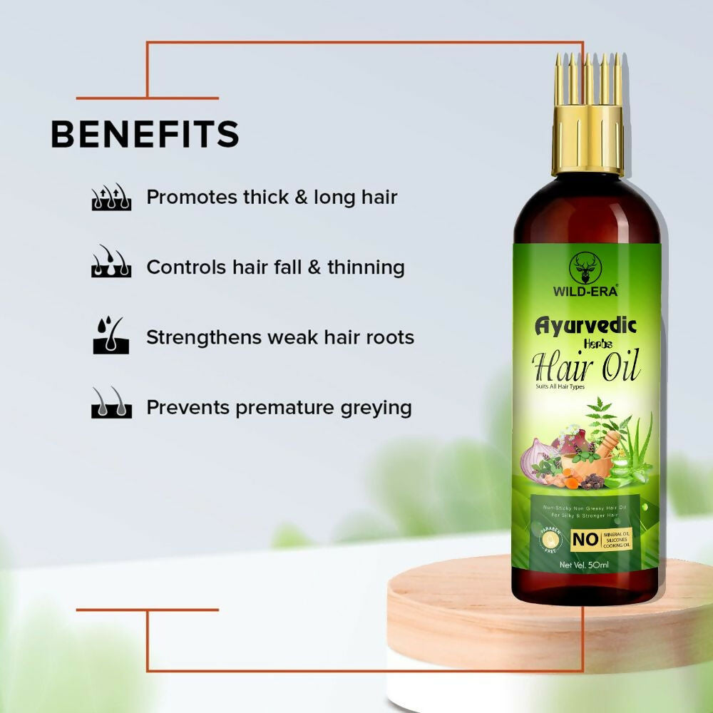 Wildera Bringha Ayurvedic Hair Oil, Hair Fall Control and Hair Growth with Bringharaj Oil | Grocsy