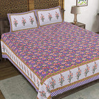 Rudra Bazaar Purple 210 TC Cotton Double King Bedsheet With 2 Pillow Covers | Grocsy