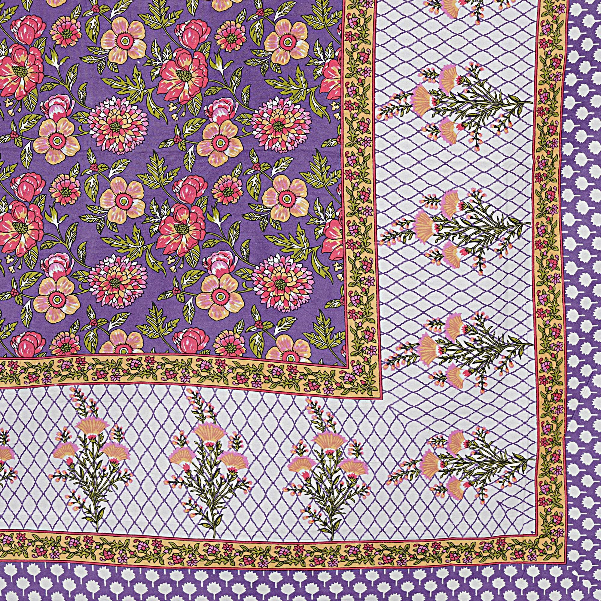 Rudra Bazaar Purple 210 TC Cotton Double King Bedsheet With 2 Pillow Covers | Grocsy