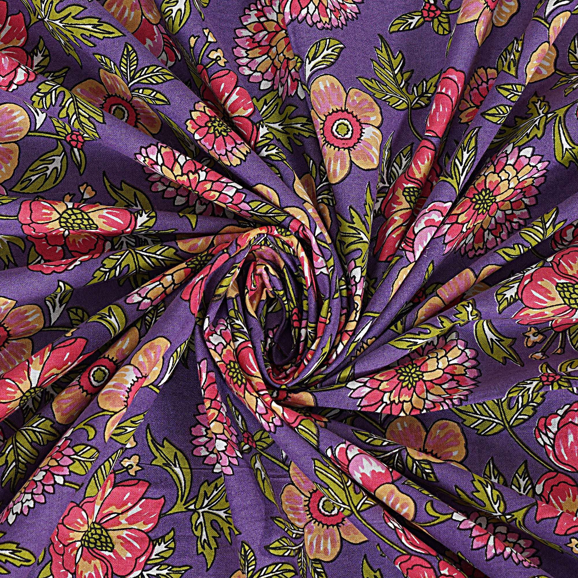 Rudra Bazaar Purple 210 TC Cotton Double King Bedsheet With 2 Pillow Covers | Grocsy