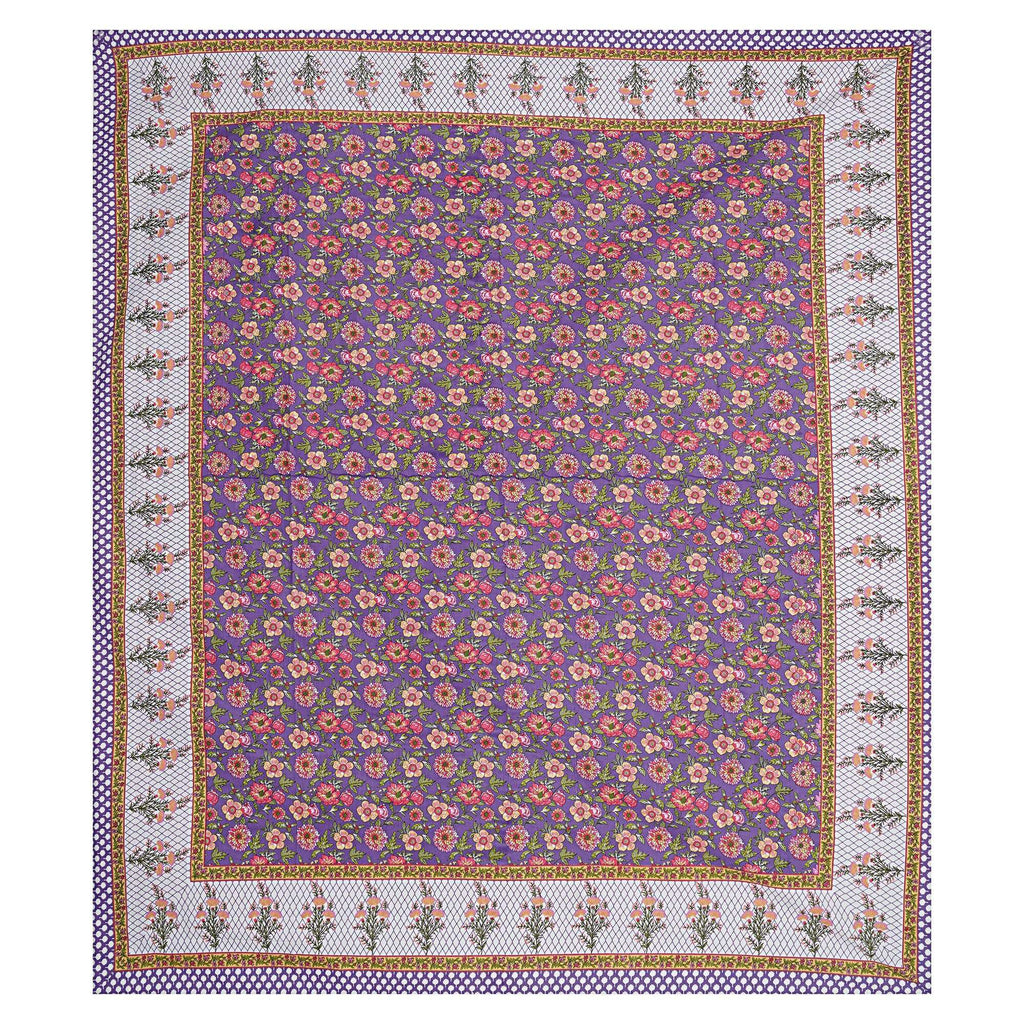 Rudra Bazaar Purple 210 TC Cotton Double King Bedsheet With 2 Pillow Covers | Grocsy