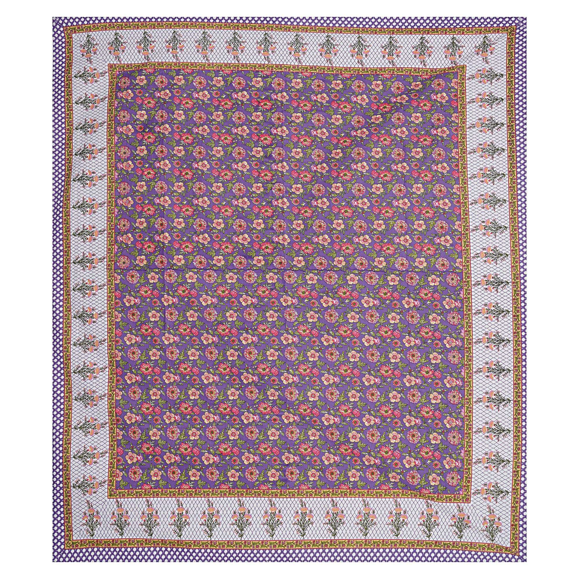 Rudra Bazaar Purple 210 TC Cotton Double King Bedsheet With 2 Pillow Covers | Grocsy