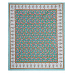 Rudra Bazaar Turquoise Blue 210 TC Cotton Double King Bedsheet With 2 Pillow Covers | Grocsy