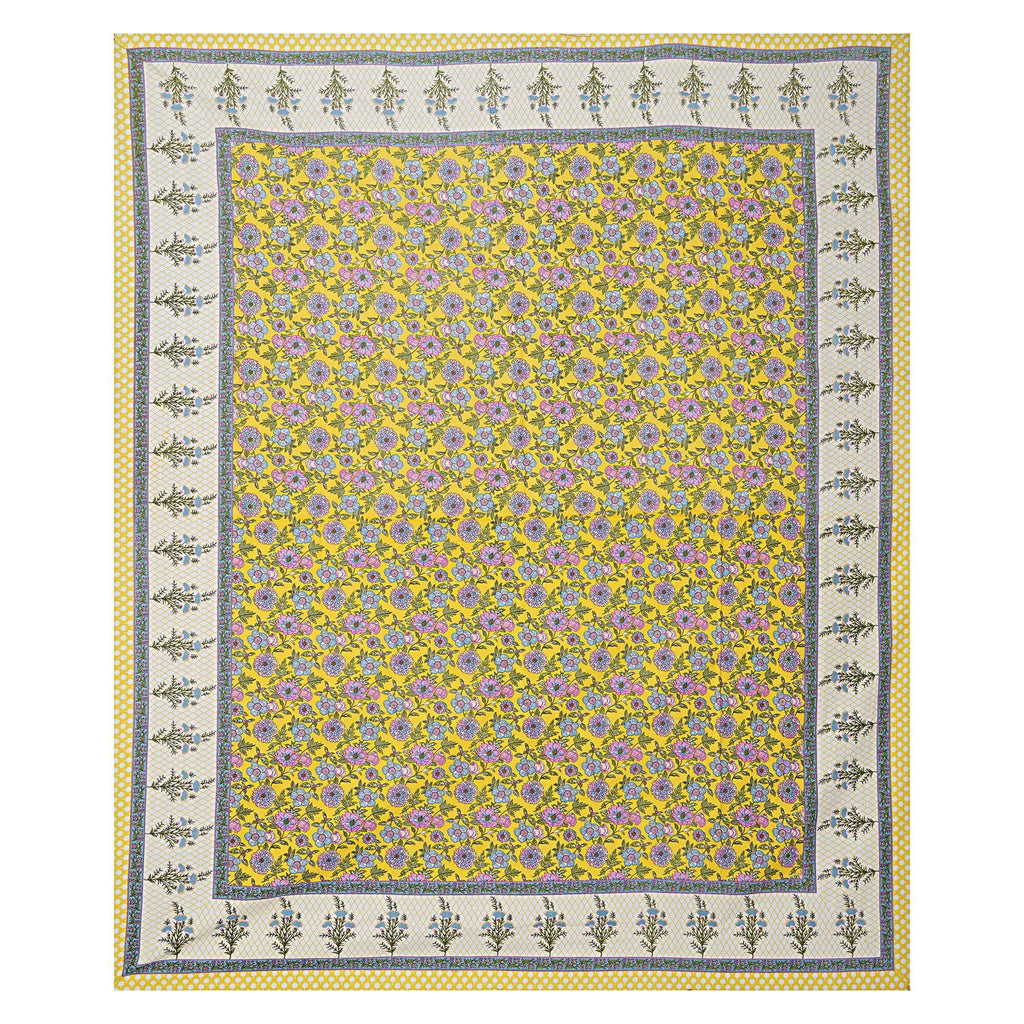 Rudra Bazaar Yellow 210 TC Cotton Double King Bedsheet With 2 Pillow Covers | Grocsy