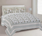 Rudra Bazaar Olive 210 TC Cotton Double King Bedsheet With 2 Pillow Covers | Grocsy
