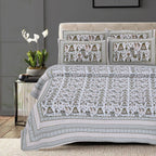 Rudra Bazaar Olive 210 TC Cotton Double King Bedsheet With 2 Pillow Covers | Grocsy