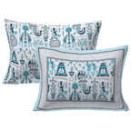 Rudra Bazaar Blue 210 TC Cotton Double King Bedsheet With 2 Pillow Covers | Grocsy